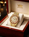 Men's Swiss ETA Automatic Watch – Sapphire Crystal, Gold Stainless Steel Business Wristwatch