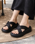 Women's Thick Sole Platform Sandals – Soft One-Strap Beach & Commuter Slippers, EU 34–41, 2 Colors