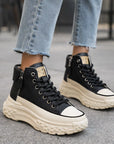 Damen High-Top Plateau Sneaker – Dicksohlige, runde Zehenpartie, atmungsaktive Modeschuhe
