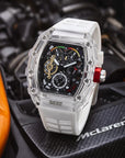 Men's Multi-Function Mechanical Watch – Transparent Barrel Case, Silicone Strap & Luminous Sport Timepiece