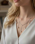 Women's Tassel Pearl Necklace – Elegant Drop-Shaped Imitation Pearl Pendant Long Chain, 51–60cm, Gold & Silver