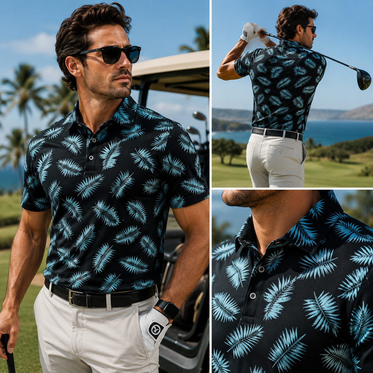 Men's Short Sleeve Golf Polo Shirt – Moisture-Wicking Printed