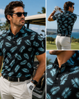 Men's Short Sleeve Golf Polo Shirt – Moisture-Wicking Printed