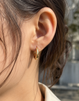 Damen S925 Silber Creolen – Minimalistischer geometrischer Ohrclip Hypoallergener Schmuck