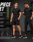 Men's 3-Piece Ice Silk Gym Set – T-Shirt, Shorts & Joggers