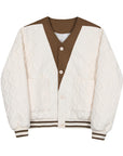 Men's Diamond Lattice Embossed Short Coat – Cotton-Poly Windbreaker, Standing Collar, Cropped Korean Fit, Apricot