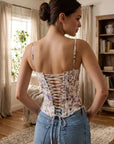 Damen Französisches Retro Blumen Ärmelloses Oberteil – Schmal geschnittenes bauchfreies Tanktop mit Vintage-Print, Taillenbetonendem Design & Schickem Sommerstil