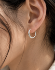 Damen S925 Silber Creolen – Minimalistischer geometrischer Ohrclip Hypoallergener Schmuck