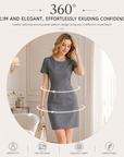 Women's Short Sleeve Professional A-Line Dress – Slim Fit Office Wear