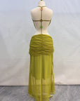 Women's Bohemian Halter Neck Beaded Drawstring Dress