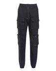 Damen High-Waist Cargo Jogger Hose – Street Style Utility Hose mit mehreren Taschen, S–L, Schwarz
