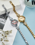 Women’s Floral Bracelet Watch – MIYOTA Quartz Movement, Elegant Alloy Strap