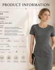 Women's Short Sleeve Professional A-Line Dress – Slim Fit Office Wear