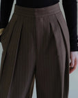 Gestreifte Anzughose für Damen – weite Hosenbeine, knöchellang, Retro High Street Hose