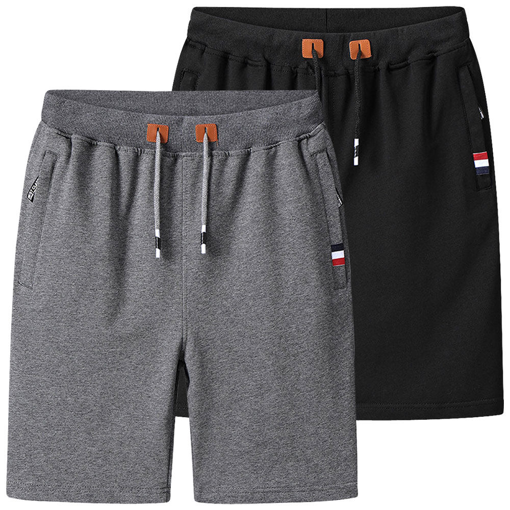 Men Cotton Stretch Shorts – Breathable Mid-Waist Straight Fit Summer Shorts with Zipper Pockets &amp; High Elastic Comfort