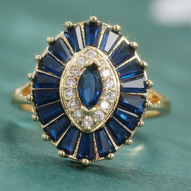 Elegant Synthetic Blue Zirconia Ring