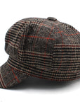 Verstellbare Damen-Baskenmütze aus Wolle mit Schottenmuster – Klassische Tartan-Achteckige Malermütze mit faltbarem Design
