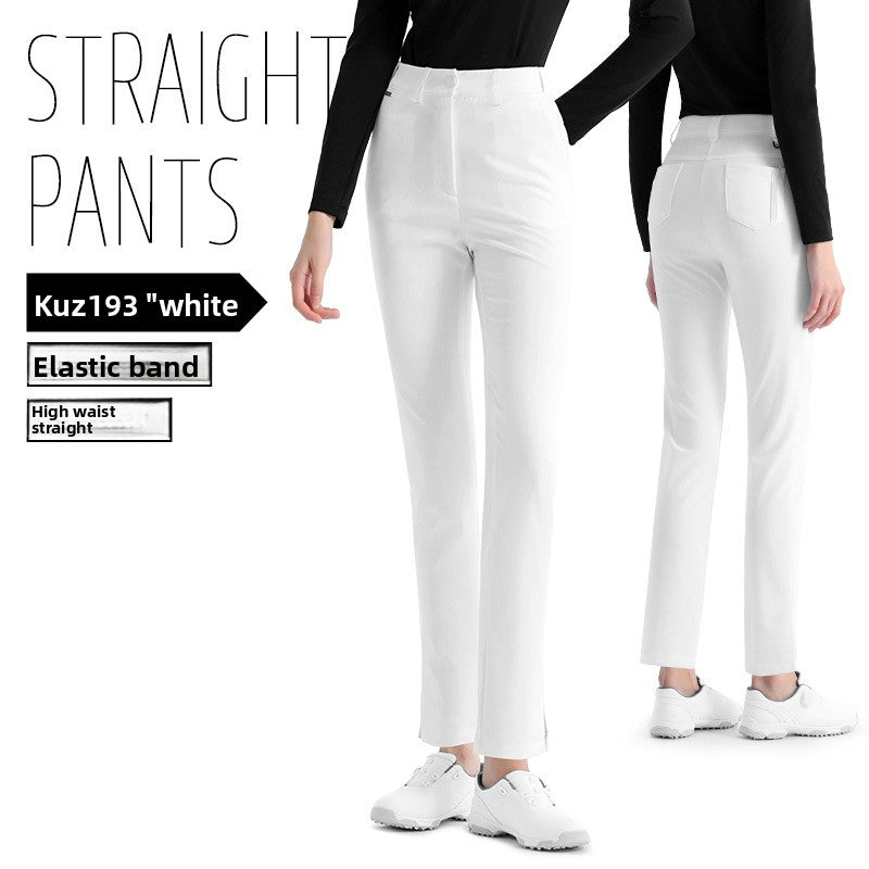 Hochwertige Stretch-Golfhose für Damen – schmal geschnittene Hose mit hoher Taille, schnelltrocknendem Stoff und geradem Bein