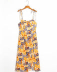 Robe longue à bretelles imprimé violette pour femme – Viscose fluide avec doublure en coton, jaune ou rouge