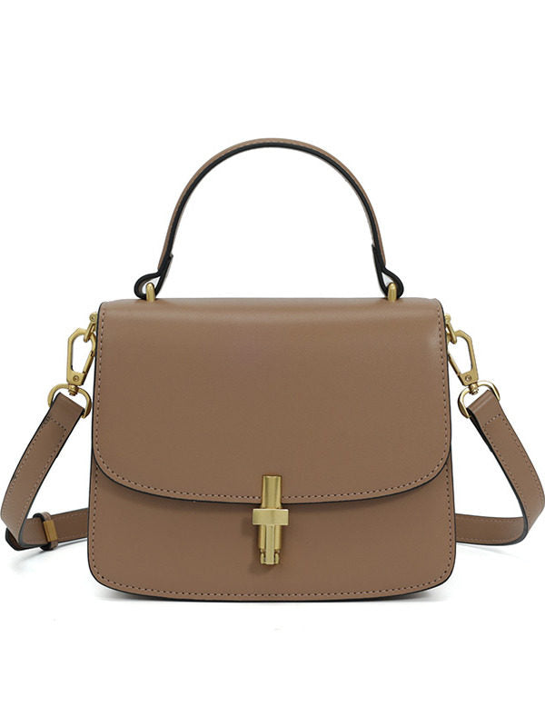 Women's Small Square Handbag – PU Leather Structured Bag with Metal Buckle, Crossbody &amp; Shoulder Strap