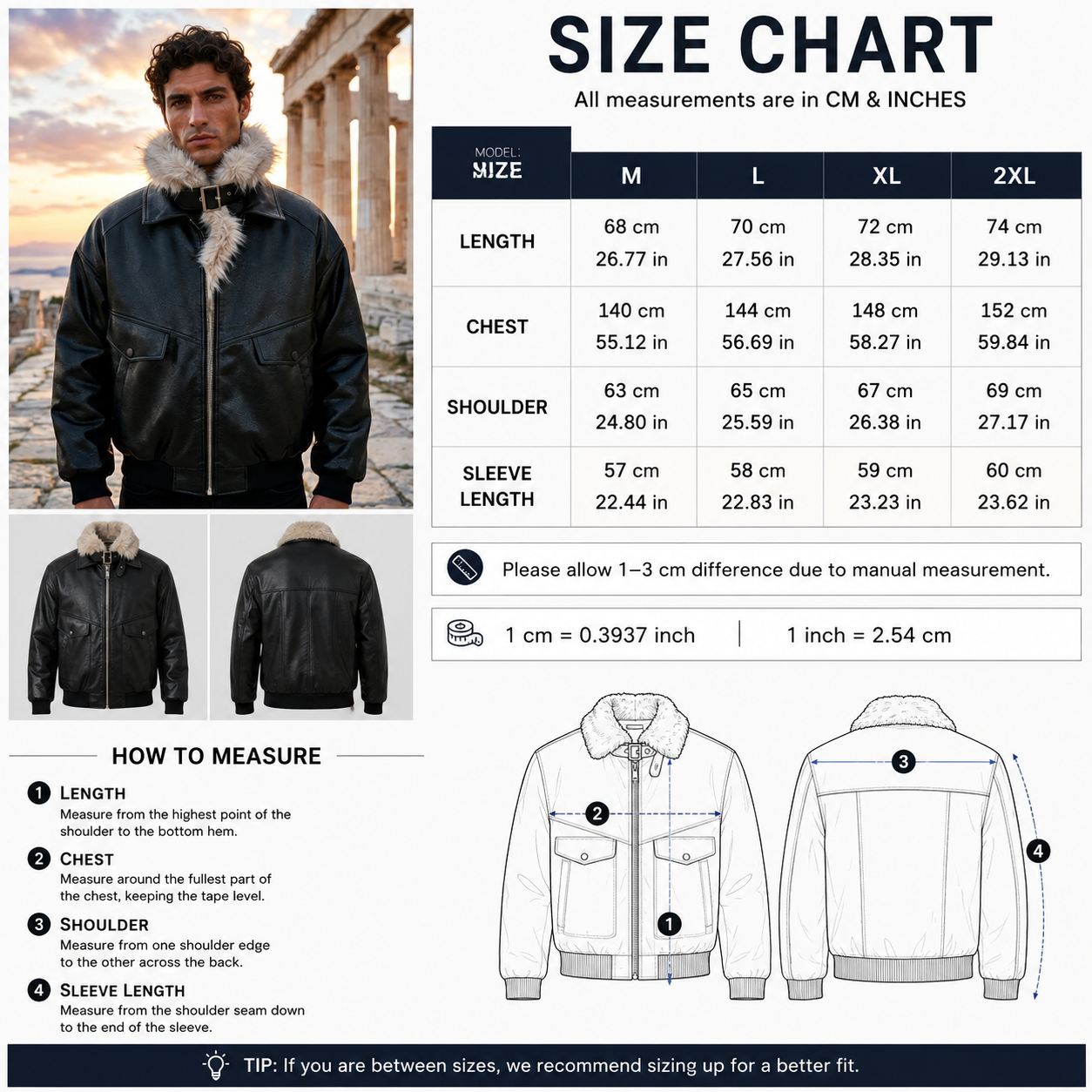 Men's Retro Faux Fur Collar PU Leather Jacket - Thickened Winter Coat