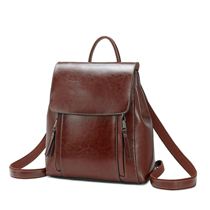 Damen Rucksack aus echtem Leder – Vintage-Rucksack mit großem Fassungsvermögen und mehreren Taschen