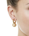 Women's Simple Large Pearl Hoop Earrings – French Style Gold & Silver Plated Minimalist Statement Jewelry