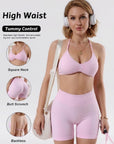 Damen Yoga Set – High-Waist Sport-BH & Shorts mit herausnehmbaren Polstern, Po-formende Activewear