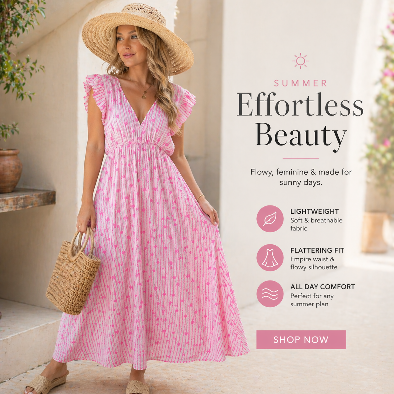 Women's Floral Printed Maxi Dress – Sleeveless V-Neck A-Line Beach Long Dress