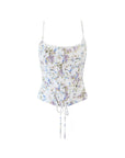 Damen Französisches Retro Blumen Ärmelloses Oberteil – Schmal geschnittenes bauchfreies Tanktop mit Vintage-Print, Taillenbetonendem Design & Schickem Sommerstil