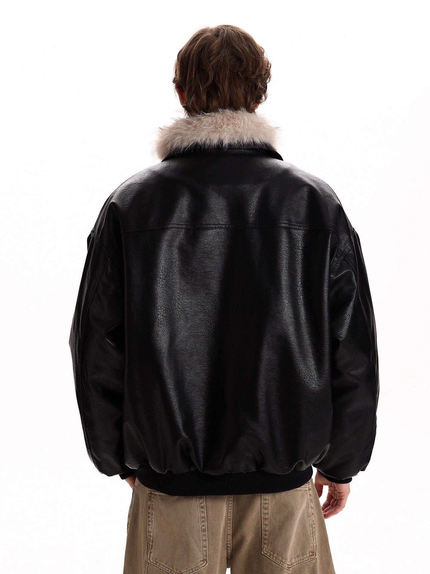 Retro Fur Collar PU Leather Jacket