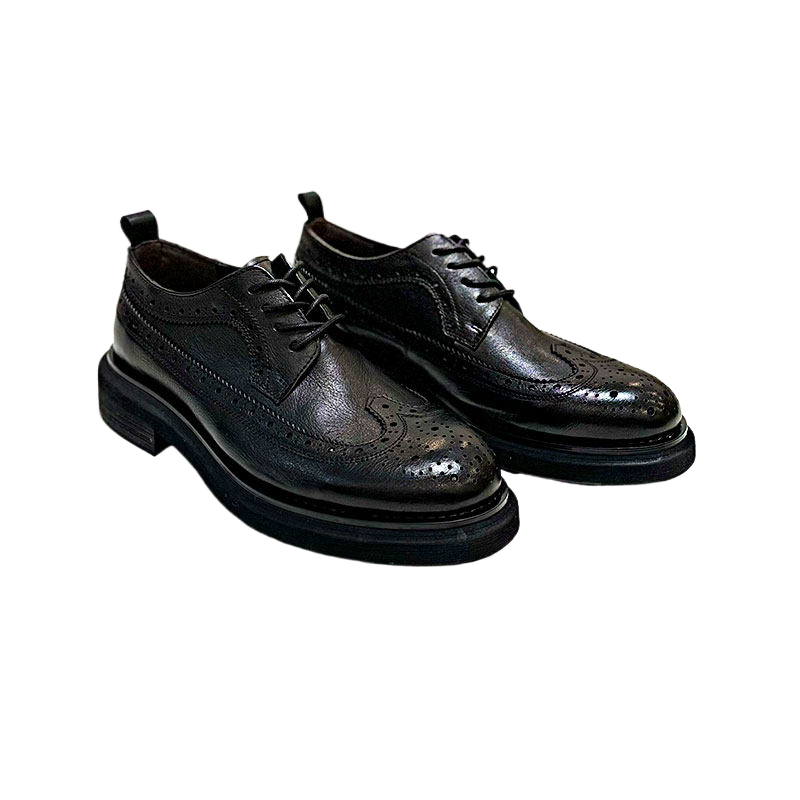 Herren Brogues aus echtem Leder – Rindsleder Schnürung, Schweinslederfutter, mittlerer Absatz 3–5 cm, EU 38–44, Schwarz &amp; Braun
