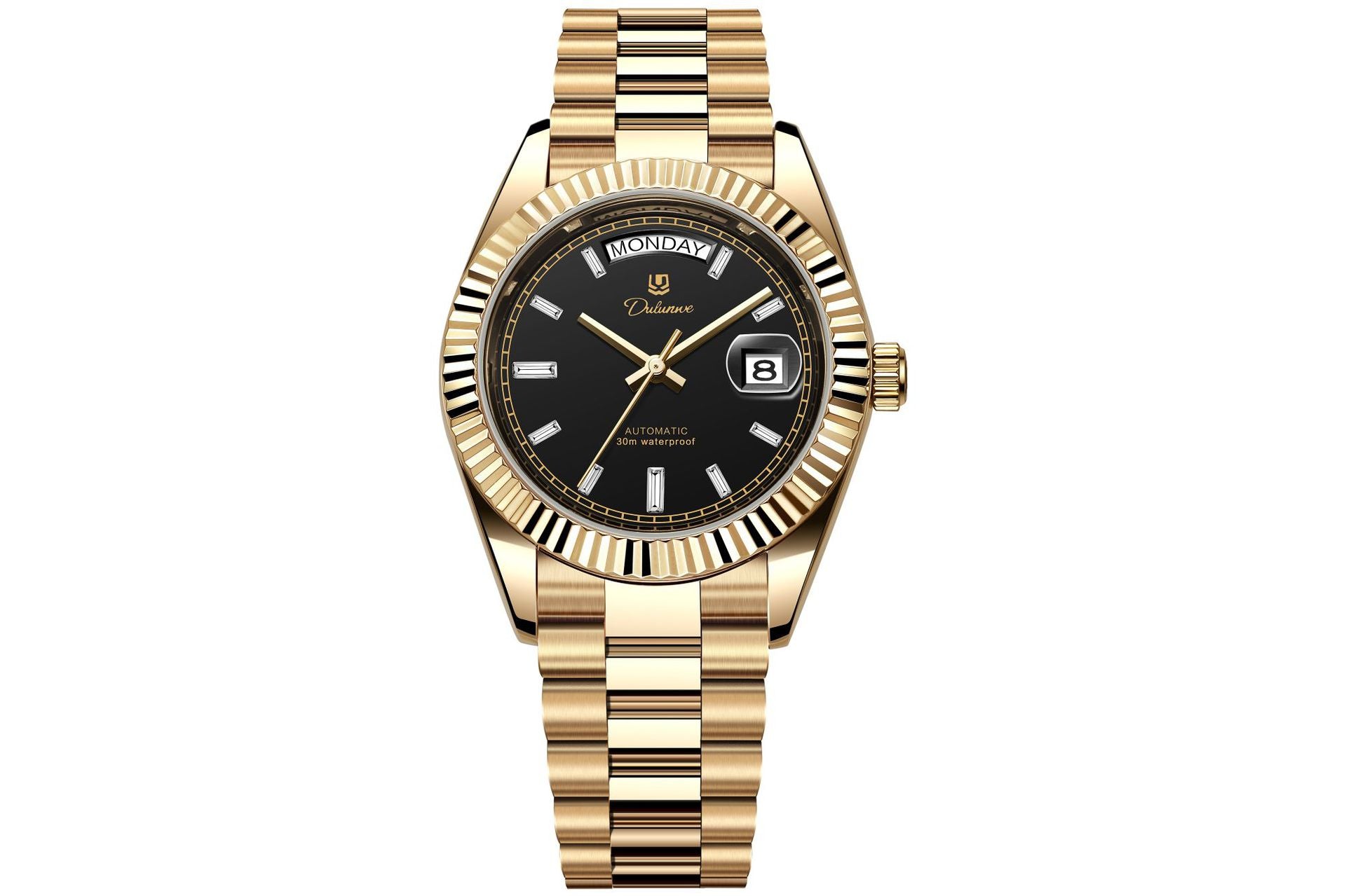 Men's Automatic Calendar Watch – Stainless Steel Mechanical Timepiece with Day-Date Display, Mineral Crystal &amp; Waterproof Design