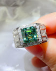 1 caret Moissanite Silver Plated Mens Ring