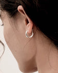 Women S925 Silver Metal Hoop Earrings – Minimalist Geometric Clip-On Hypoallergenic Jewelry