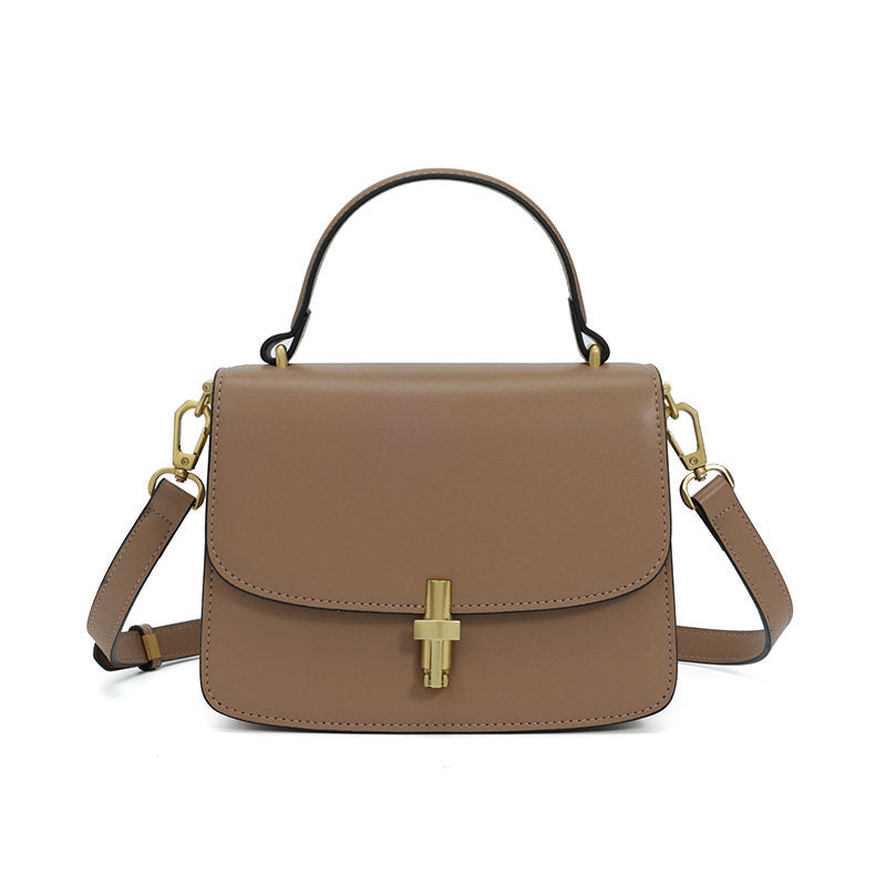 Women's Small Square Handbag – PU Leather Structured Bag with Metal Buckle, Crossbody &amp; Shoulder Strap