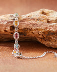 Women's Natural Tourmaline Bracelet — 925 Sterling Silver Geometric Oval