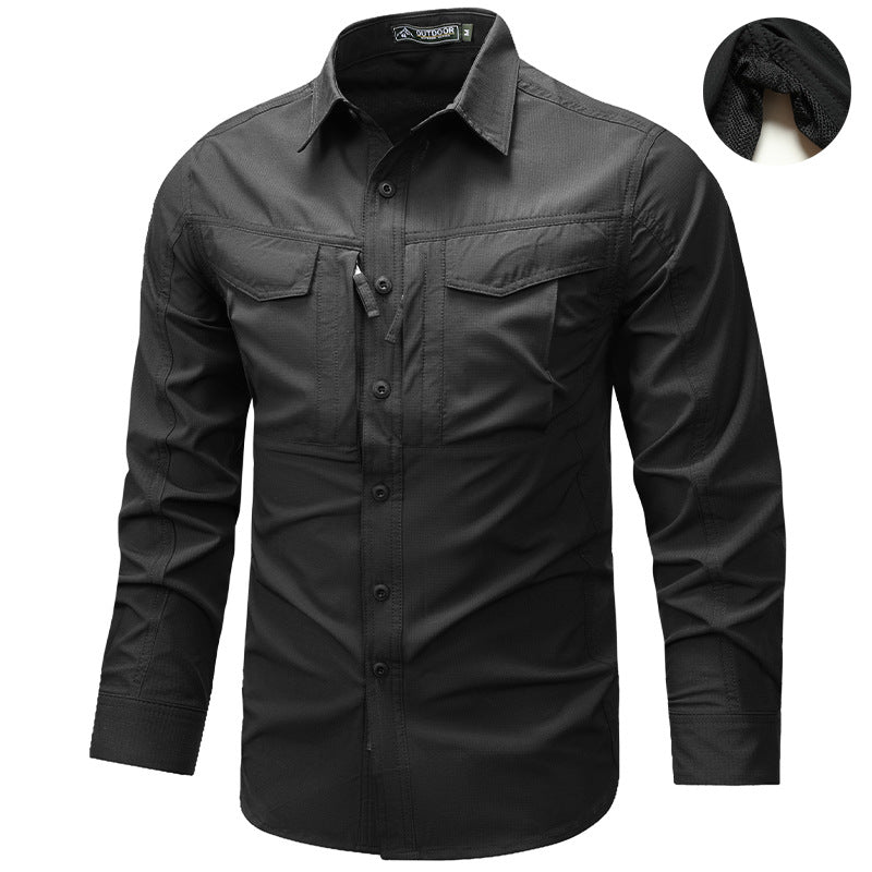Herren Arbeitshemd – 96 % Polyester, Langarm, Revers, 4 Pattentaschen, lockere Passform, M–4XL, 6 Farben