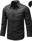 Herren Arbeitshemd – 96 % Polyester, Langarm, Revers, 4 Pattentaschen, lockere Passform, M–4XL, 6 Farben