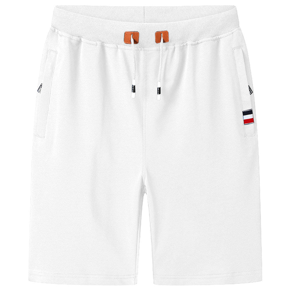 Men Cotton Stretch Shorts – Breathable Mid-Waist Straight Fit Summer Shorts with Zipper Pockets &amp; High Elastic Comfort