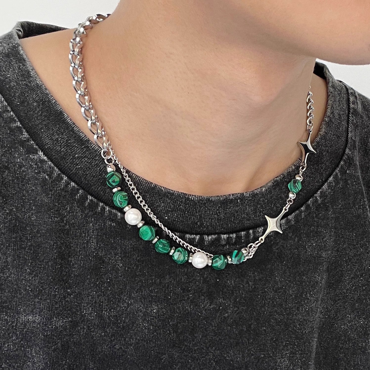 unisex Geometric Natural Stone Necklace