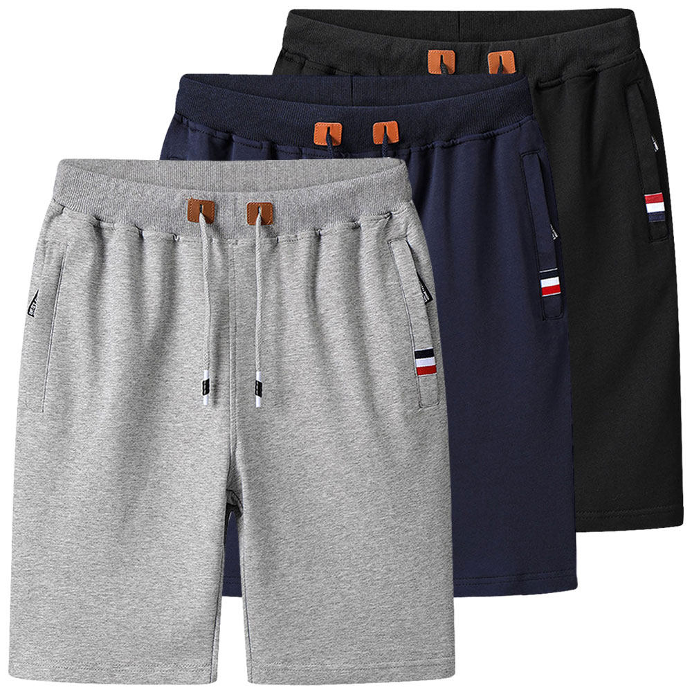 Men Cotton Stretch Shorts – Breathable Mid-Waist Straight Fit Summer Shorts with Zipper Pockets &amp; High Elastic Comfort