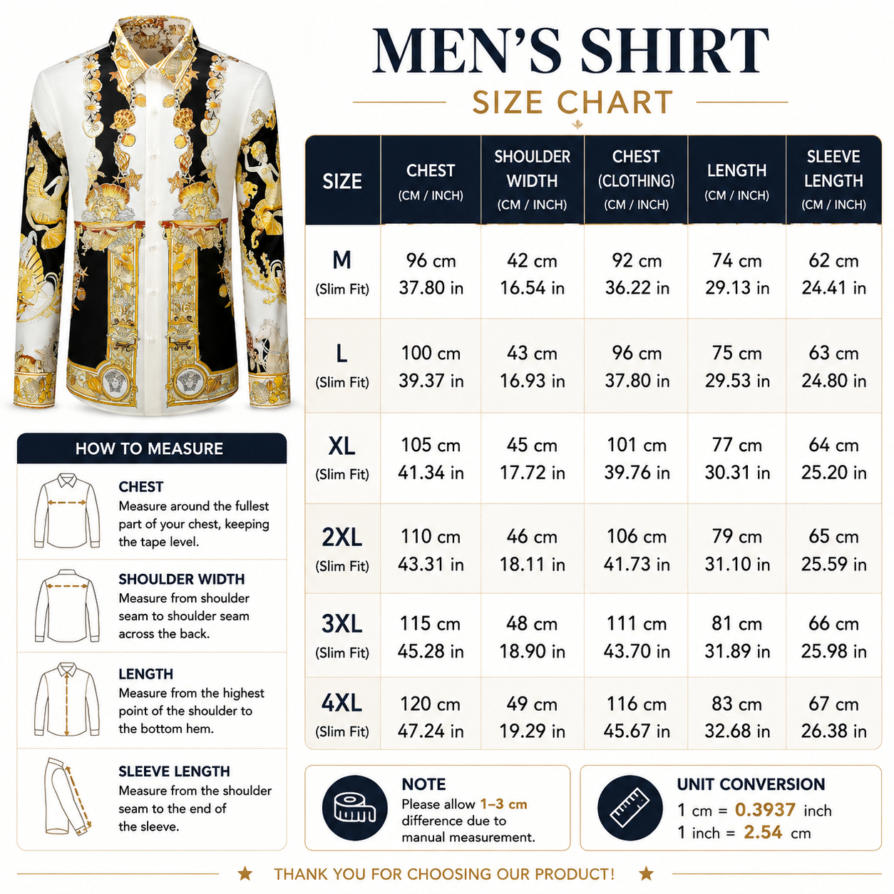 Herren Slim Fit Bedrucktes Langarm-Hemd – Knitterfrei Bügelfrei Europäischer Stil