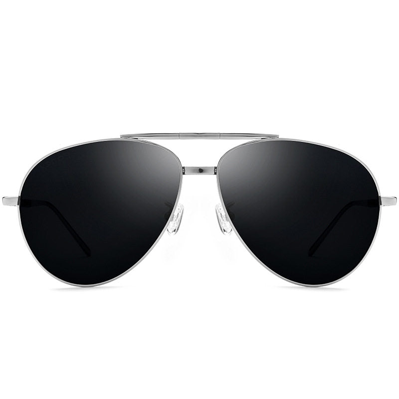 Men's Pure Titanium Sunglasses – Foldable Sports Shades (Silver/Gray Gradient)