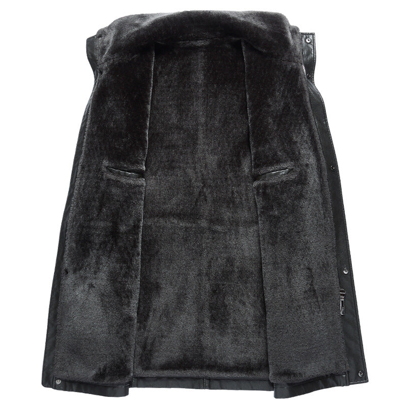 Herren Lammfellgefütterte Echtlederjacke – Wildleder-Mid-Length-Jacke mit Reißverschluss und Reverskragen