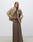 Women’s Fox-Style Faux Fur Stand Collar Coat – Retro Mid-Length Winter Luxury