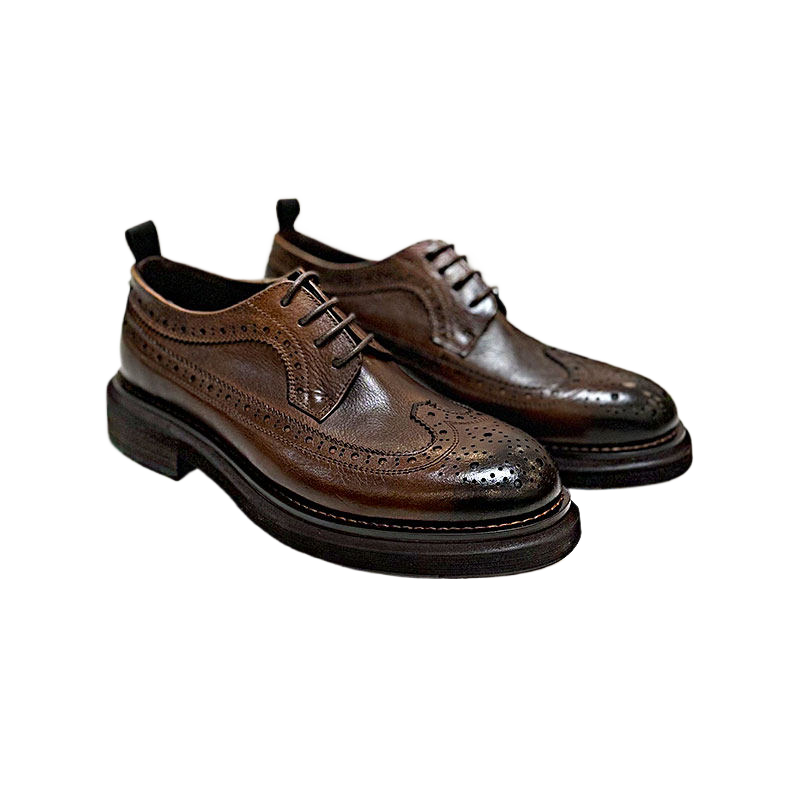 Herren Brogues aus echtem Leder – Rindsleder Schnürung, Schweinslederfutter, mittlerer Absatz 3–5 cm, EU 38–44, Schwarz &amp; Braun