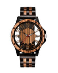 Men genuine  Wooden Quartz Watch – 46mm Walnut Wood Case with Seagull Movement & Genuine Leather Strap