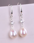 Women Natural Freshwater Pearl Earrings – 925 Sterling Silver Korean Style Heart & Water Drop Jewelry