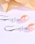 Women Natural Freshwater Pearl Earrings – 925 Sterling Silver Korean Style Heart & Water Drop Jewelry